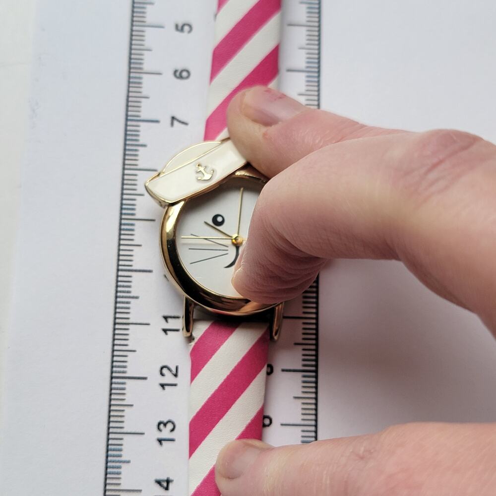 Vintage Watches Cat Leather Womens Quartz Gold Dial Striped Band
